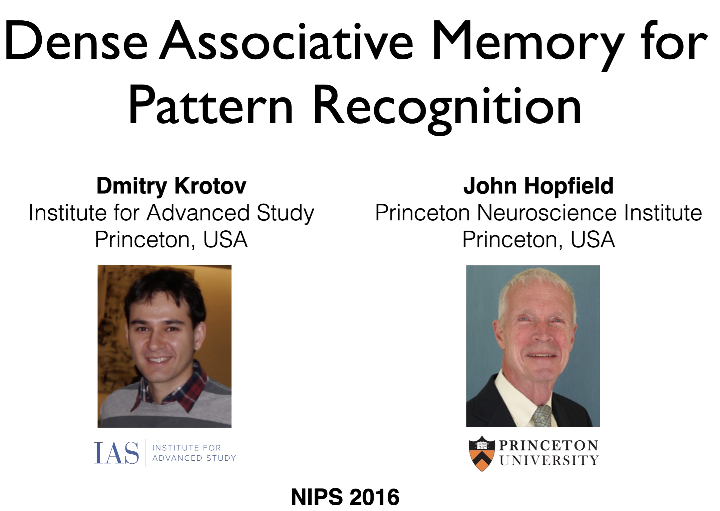 Dense Associative Memory for pattern recognition- NeurIPS 2016 Thumbnail